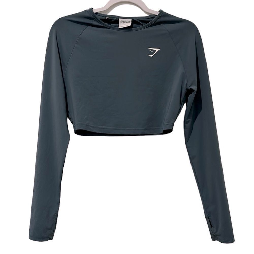 Gymshark TRAINING LONG SLEEVE CROP TOP Teal Green Small Workout Gym​​​​​​